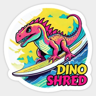 Anime Dinosaur Surfing Funny Sticker